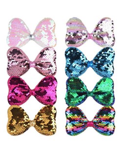 (8 pcs) Glistening Paillettes Bowknot High Fashion Design Baby Hair Clips Set