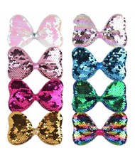 (8 pcs) Glistening Paillettes Bowknot High Fashion Design Baby Hair Clips Set