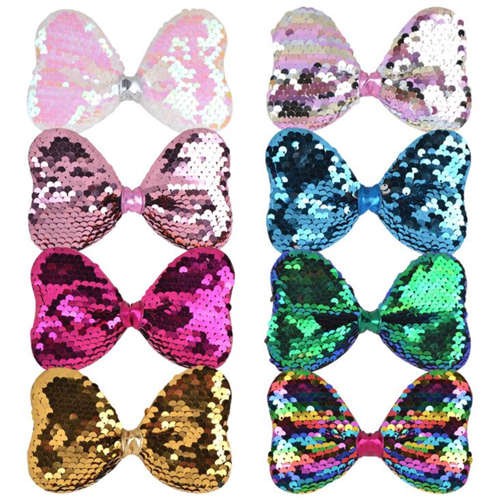 (8 pcs) Glistening Paillettes Bowknot High Fashion Design Baby Hair Clips Set (8 pcs) Glistening Paillettes Bowknot High Fashion Design Baby Hair Clips Set