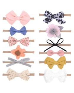 (12 pcs) Assorted Adorable Designs of Bowknot Baby/ Toddler Hair Bands