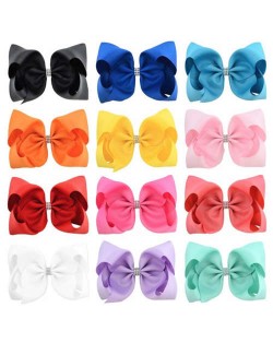 (12 pcs)Shining Rhinestone Embellished Adorable Bowknot Fashion Baby Hair Clip Set