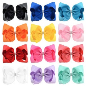 (12 pcs) Shining Rhinestone Embellished Adorable Bowknot Fashion Baby Hair Clip Set