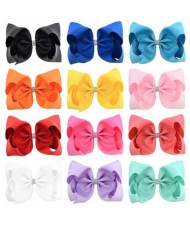 (12 pcs) Shining Rhinestone Embellished Adorable Bowknot Fashion Baby Hair Clip Set