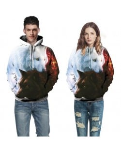 Snow Wolf Printing High Fashion Hooded Top