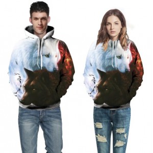 Snow Wolf Printing High Fashion Hooded Top