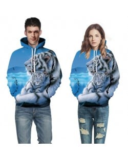 White Tiger Printing High Fashion Hooded Top