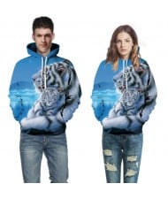 White Tiger Printing High Fashion Hooded Top