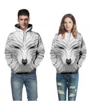 3D White Wolf Printing High Fashion Hoodie