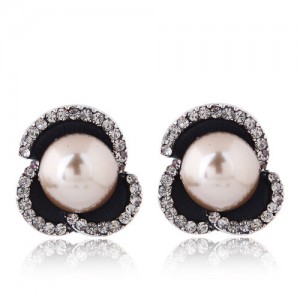 Czech Rhinestone Embellished Acrylic Beads Inlaid Floral Style Fashion Earrings - Champagne