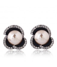 Czech Rhinestone Embellished Acrylic Beads Inlaid Floral Style Fashion Earrings - Champagne