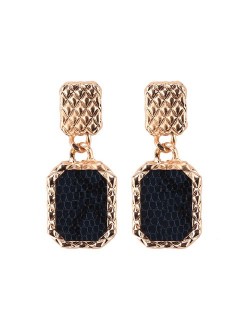 Czech Rhinestone Embellished Hollow Fashion Vintage Square Earrings - Gray
