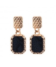 Snake Skin Design Square Shape Shining Fashion Women Costume Earrings - Black