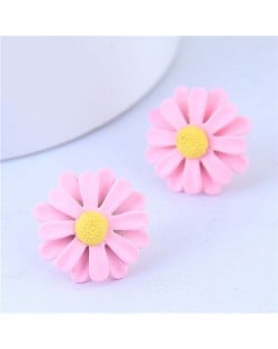 Oil-spot Glazed Daisy Women Fashion Statement Earrings - Pink