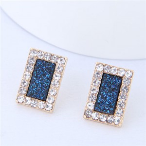 Rhinestone Embellished Graceful Rectangle Women Fashion Earrings