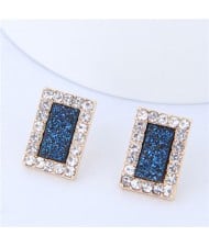 Rhinestone Embellished Graceful Rectangle Women Fashion Earrings