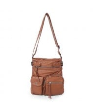 (13 Colors Available) High Fashion Women Top Belt Crossbody PU Tote Bag/ Shoulder Bag