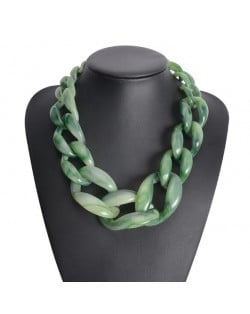 Attractive Bold Chain Design High Fashion Women Costume Necklace - Green