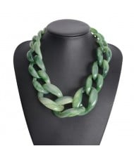 Attractive Bold Chain Design High Fashion Women Costume Necklace - Green