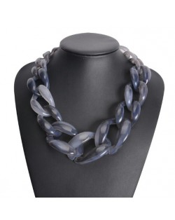 Attractive Bold Chain Design High Fashion Women Costume Necklace - Gray