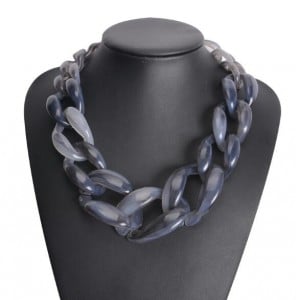 Attractive Bold Chain Design High Fashion Women Costume Necklace - Gray