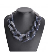 Attractive Bold Chain Design High Fashion Women Costume Necklace - Gray