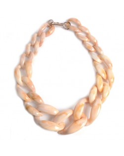 Attractive Bold Chain Design High Fashion Women Costume Necklace - Yellowish White