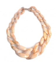 Attractive Bold Chain Design High Fashion Women Costume Necklace - Yellowish White