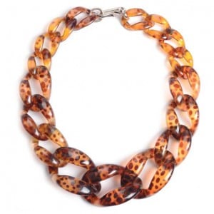 Attractive Bold Chain Design High Fashion Women Costume Necklace - Brown