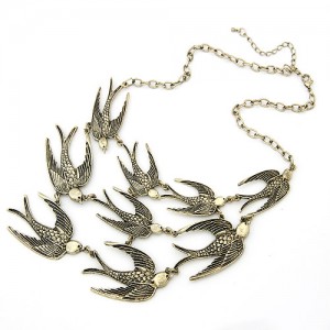 Vintage Swallows Short Fashion Costume Necklace