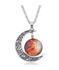 Hollow Moon and Sun High Fashion Costume Necklace - Pattern 1
