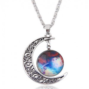 Hollow Moon and Sun High Fashion Costume Necklace - Pattern 3