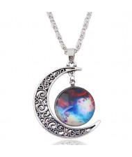 Hollow Moon and Sun High Fashion Costume Necklace - Pattern 3