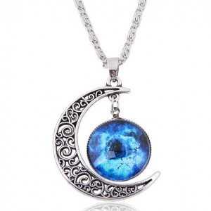 Hollow Moon and Sun High Fashion Costume Necklace - Pattern 4