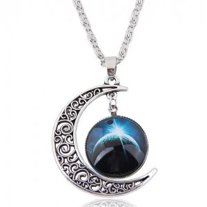 Hollow Moon and Sun High Fashion Costume Necklace - Pattern 5