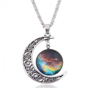 Hollow Moon and Sun High Fashion Costume Necklace - Pattern 7