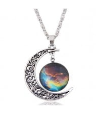 Hollow Moon and Sun High Fashion Costume Necklace - Pattern 7