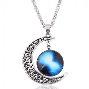 Hollow Moon and Sun High Fashion Costume Necklace - Pattern 8