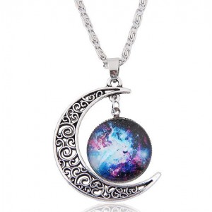 Hollow Moon and Sun High Fashion Costume Necklace - Pattern 9