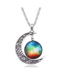 Hollow Moon and Sun High Fashion Costume Necklace - Pattern 10