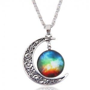 Hollow Moon and Sun High Fashion Costume Necklace - Pattern 10