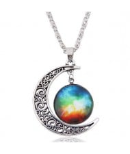 Hollow Moon and Sun High Fashion Costume Necklace - Pattern 10