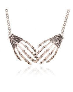 Skeleton Hands Punk Fashion Alloy Costume Necklace