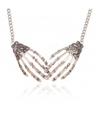 Skeleton Hands Punk Fashion Alloy Costume Necklace