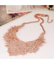 Hollow Floral Pattern High Fashion Women Costume Necklace - Rose Gold