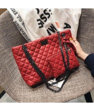 (4 Colors Available) Lattice Stitching Graceful Women High Fashion Handbags Set