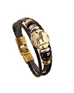 12 Constellation Theme Fashion Leather Bracelet - Capricorn