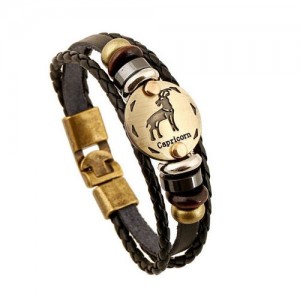 12 Constellation Theme Fashion Leather Bracelet - Capricorn