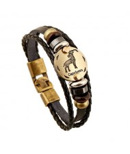 12 Constellation Theme Fashion Leather Bracelet - Capricorn