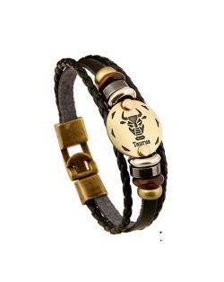 12 Constellation Theme Fashion Leather Bracelet - Taurus