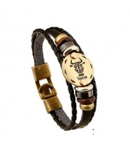 12 Constellation Theme Fashion Leather Bracelet - Taurus